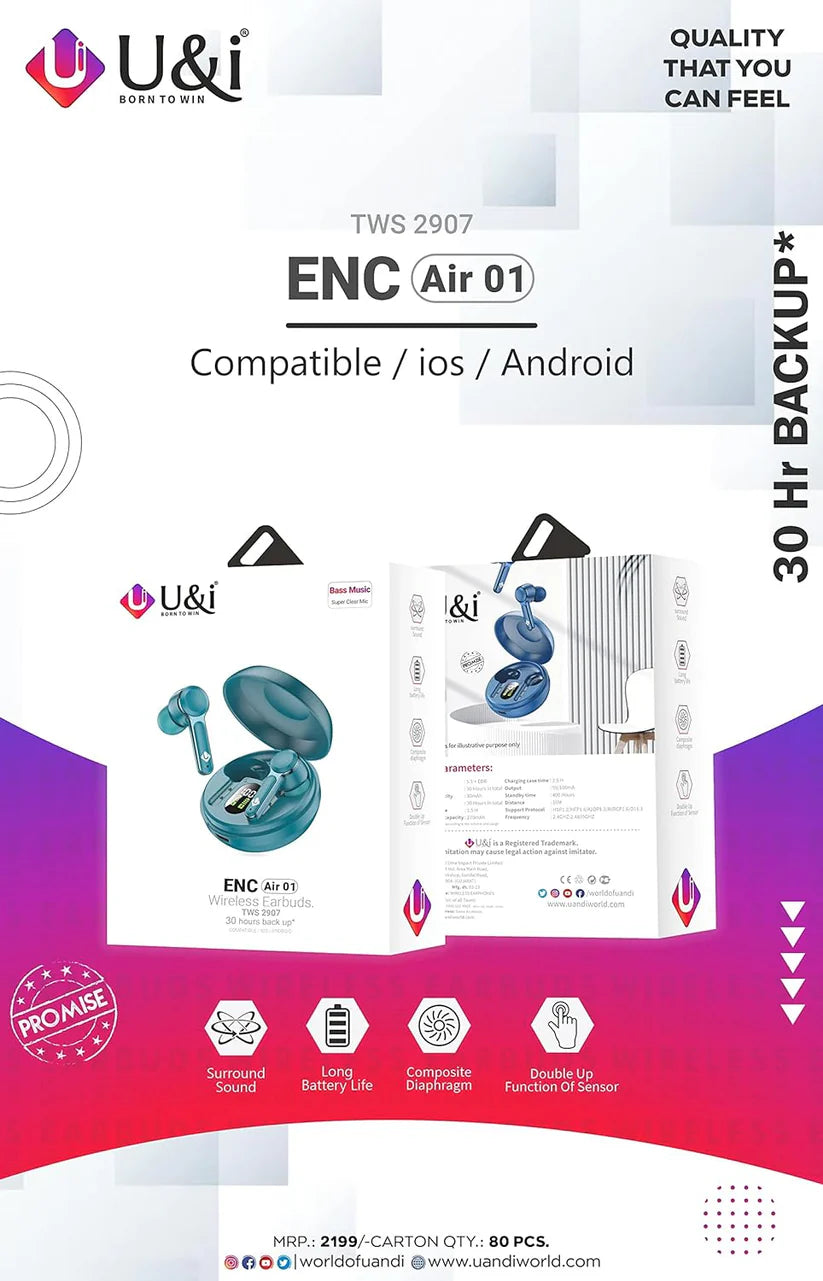 U&I Earbuds - 30 HR Battery Life